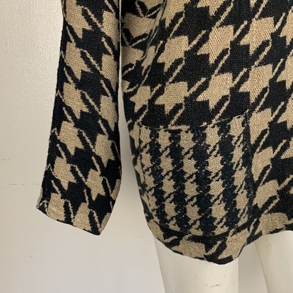 J.Jill tunic sweater shirt top size medium houndstooth pattern tan black M JJill - Picture 5 of 9